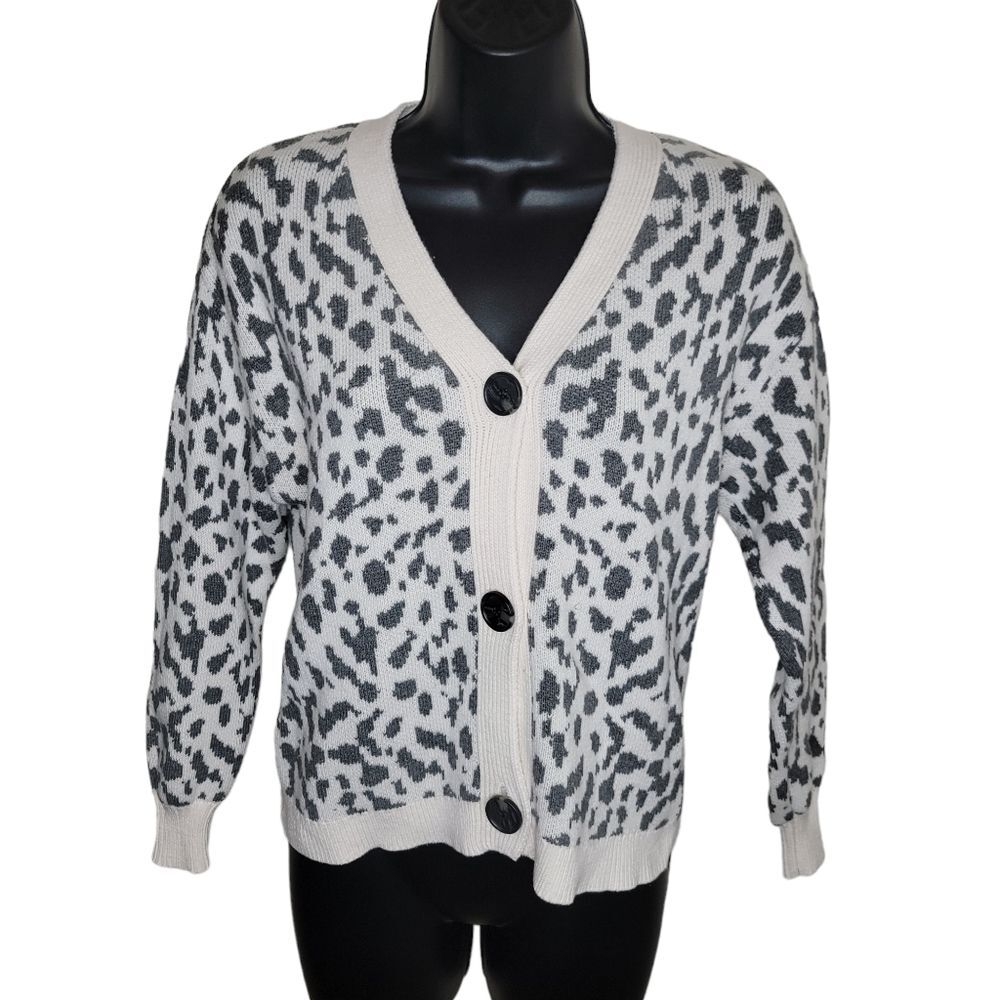Loft Nwot Cropped Leopard Print V-Neck Cardigan XSP Petite